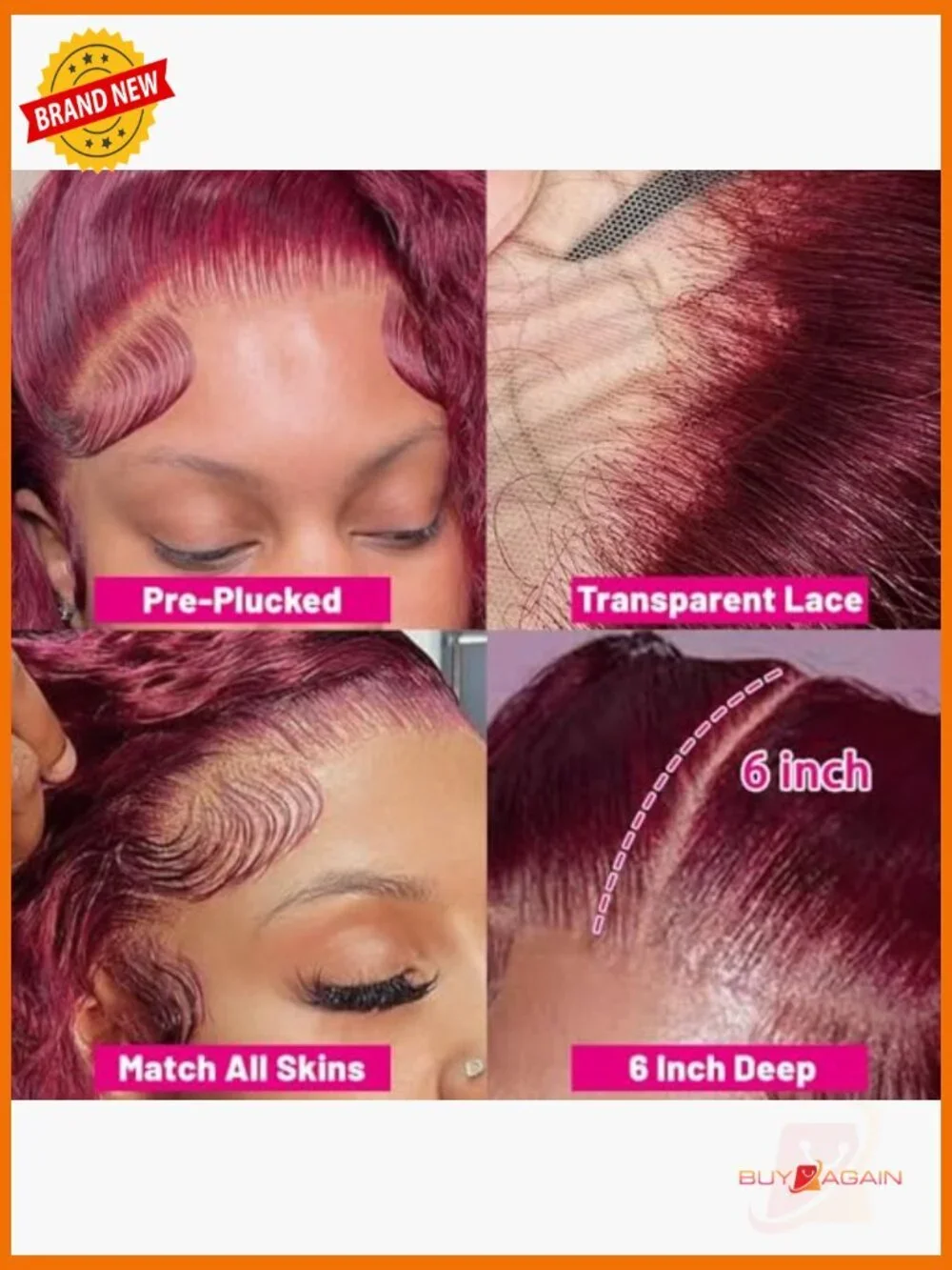 250 Density 30 Inch Deep Wave Lace Front Wig Human Hair Pre Plucked